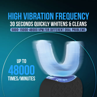 Ultrasonic U-Shaped Toothbrush for Teeth Whitening, Electric Toothbrush For Adults - 360° Mouth Cleansing, Hands Free Gums Protection - Wireless Charging & LED Light -Waterproof IPX7 Certified